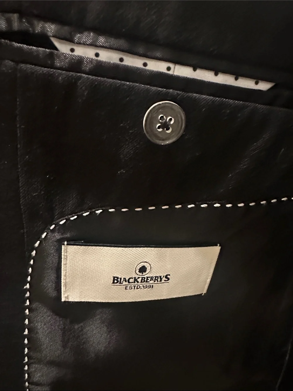 BlackBerry Men's Black Single-Breasted Suit Jacket - Classic Formal Blazer.
